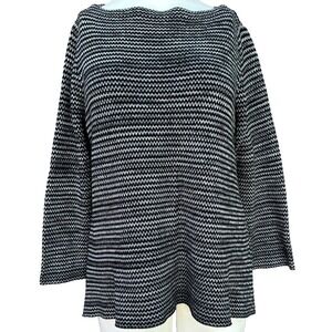Eight Eight Eight Womens L Black White Chevron Cotton Tunic Sweater Knit Capsule